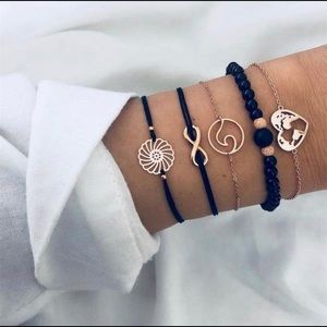 Black Infinity Boho Bracelet Set